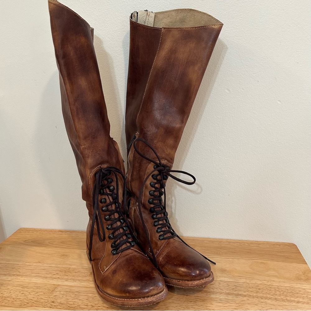 Bed Stu Women's Tall Lace-Up Leather Boots in Brown